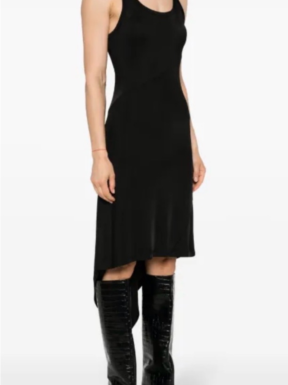 Helmut Lang Black Sleeveless Scoop-Neck Asymmetrical Midi Dress NWT